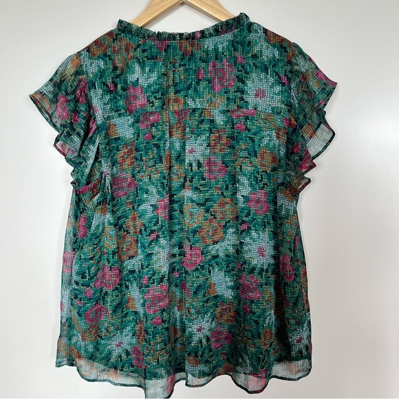 LC Lauren Conrad Ruffle V Neck Top Size L - Picture 5 of 6
